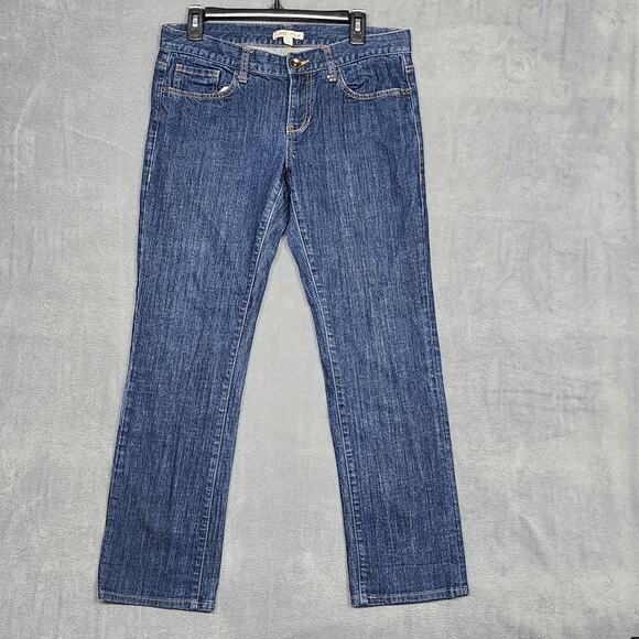 Cabi Jeans Straight Leg Size 8 Dark Indigo Wash Stretchy - Picture 1 of 9